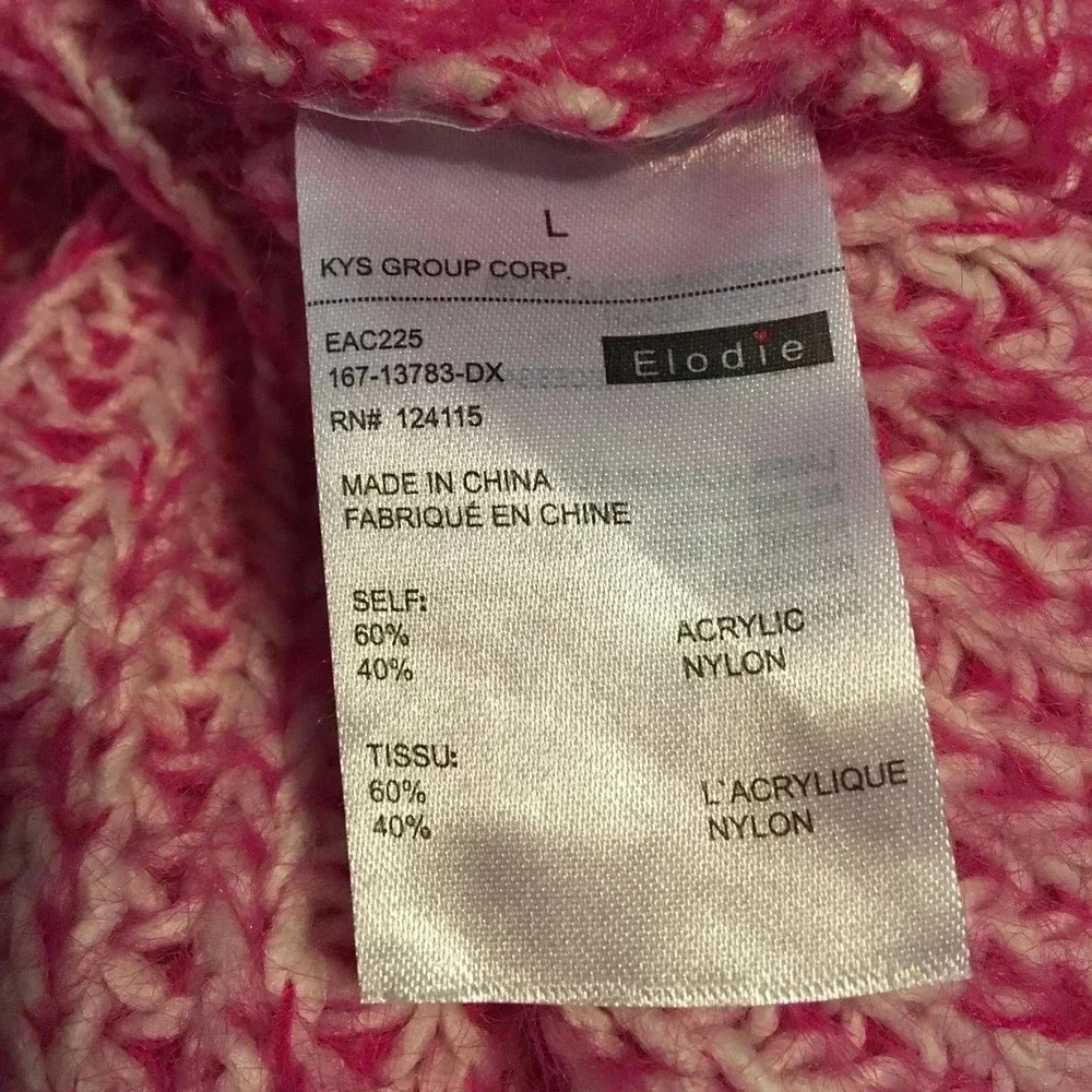 Elodie Women's Size Large Pink Speckled Knit Long Sleeves Pullover Sweater